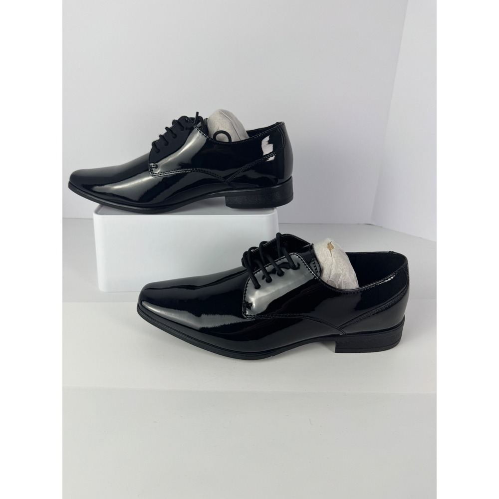 Calvin Klein Brodie Mens Black Patent Leather Tuxedo Shoes Square Toe 7.5 M